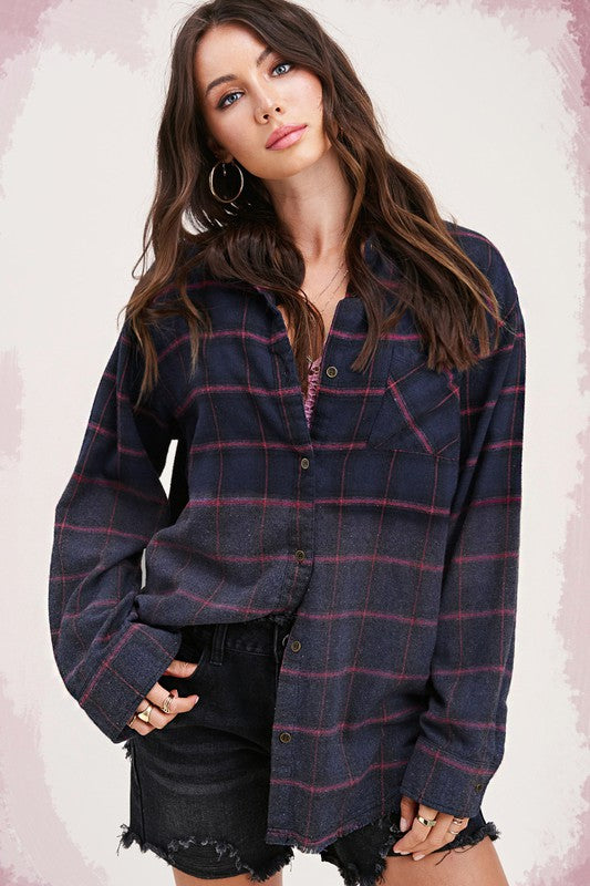 Kayla Plaid Button Up Top