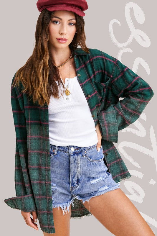 Kayla Plaid Button Up Top