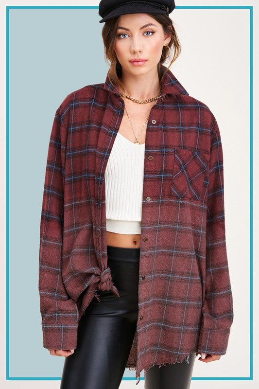 Kayla Plaid Button Up Top