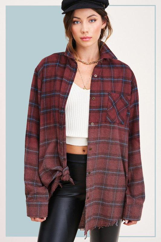 Kayla Plaid Button Up Top