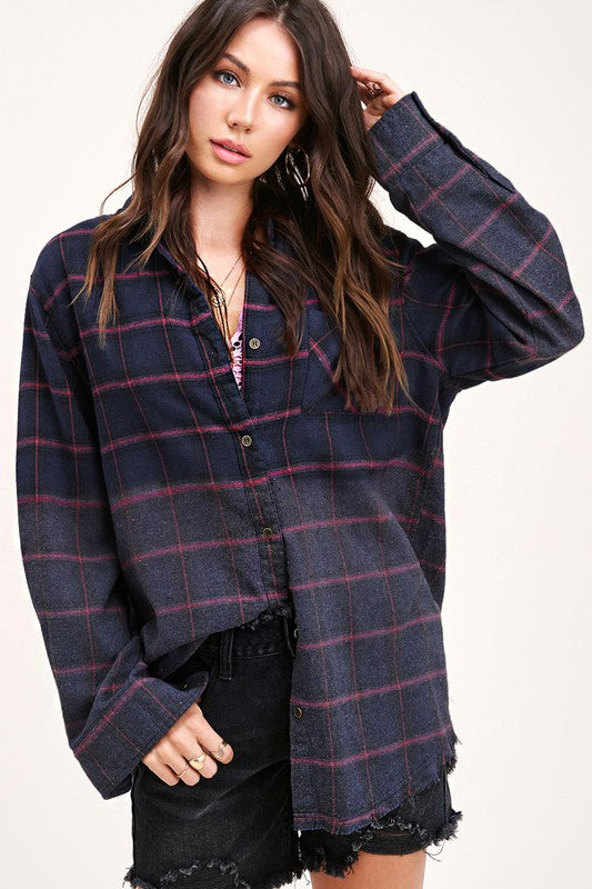 Kayla Plaid Button Up Top