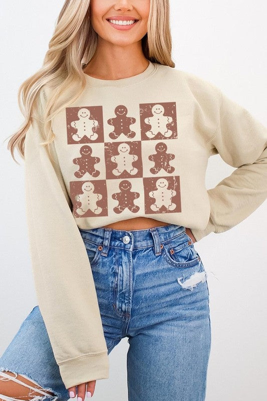 Checkered Gingerbread Man Graphic Sweatshirts