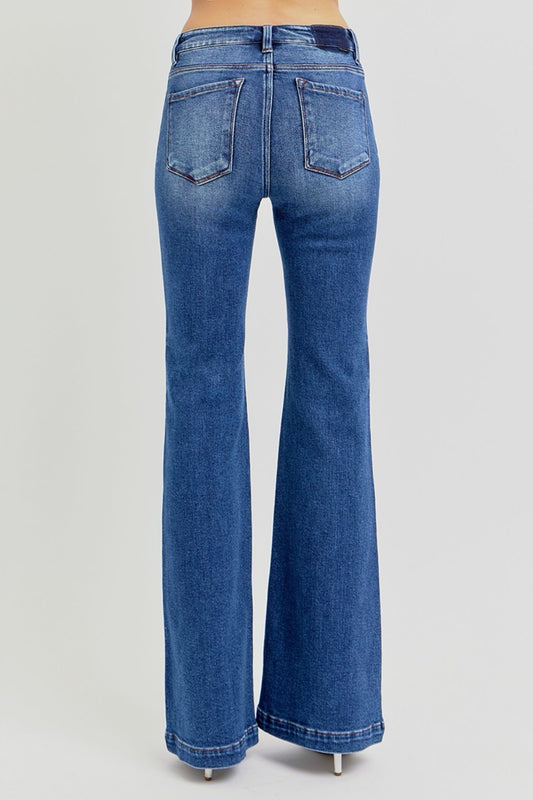 RISEN  Low Rise Flare Jeans with Pockets