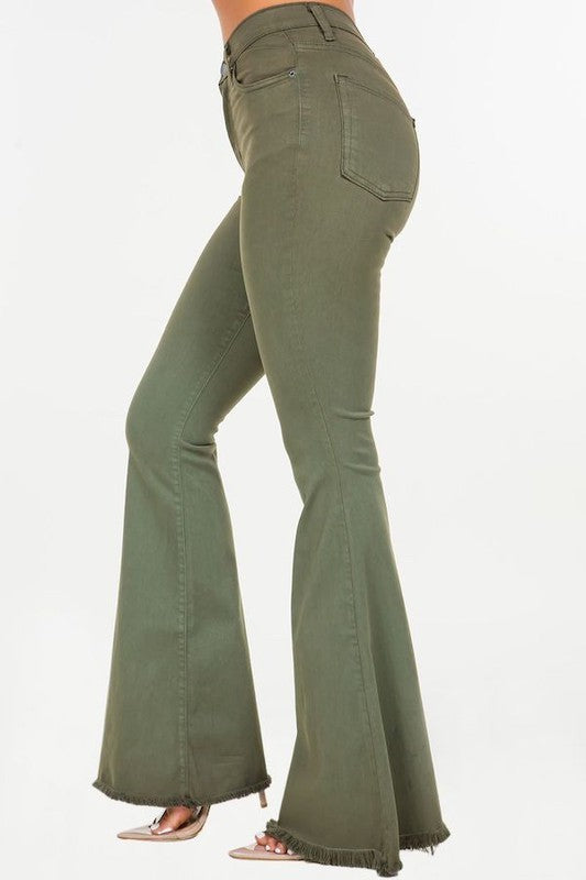 Bell Bottom Jean in Olive- Inseam 32"