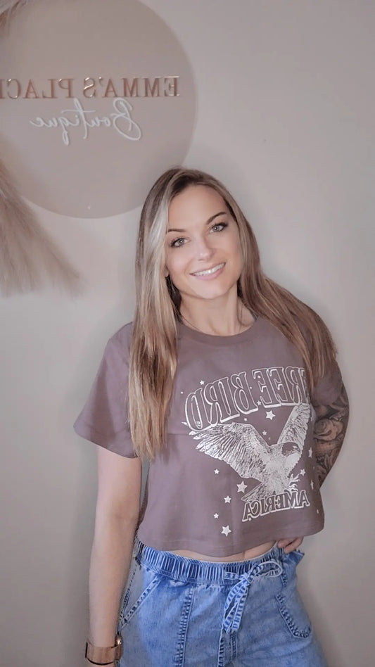 Free Bird Eagle Crop Tee