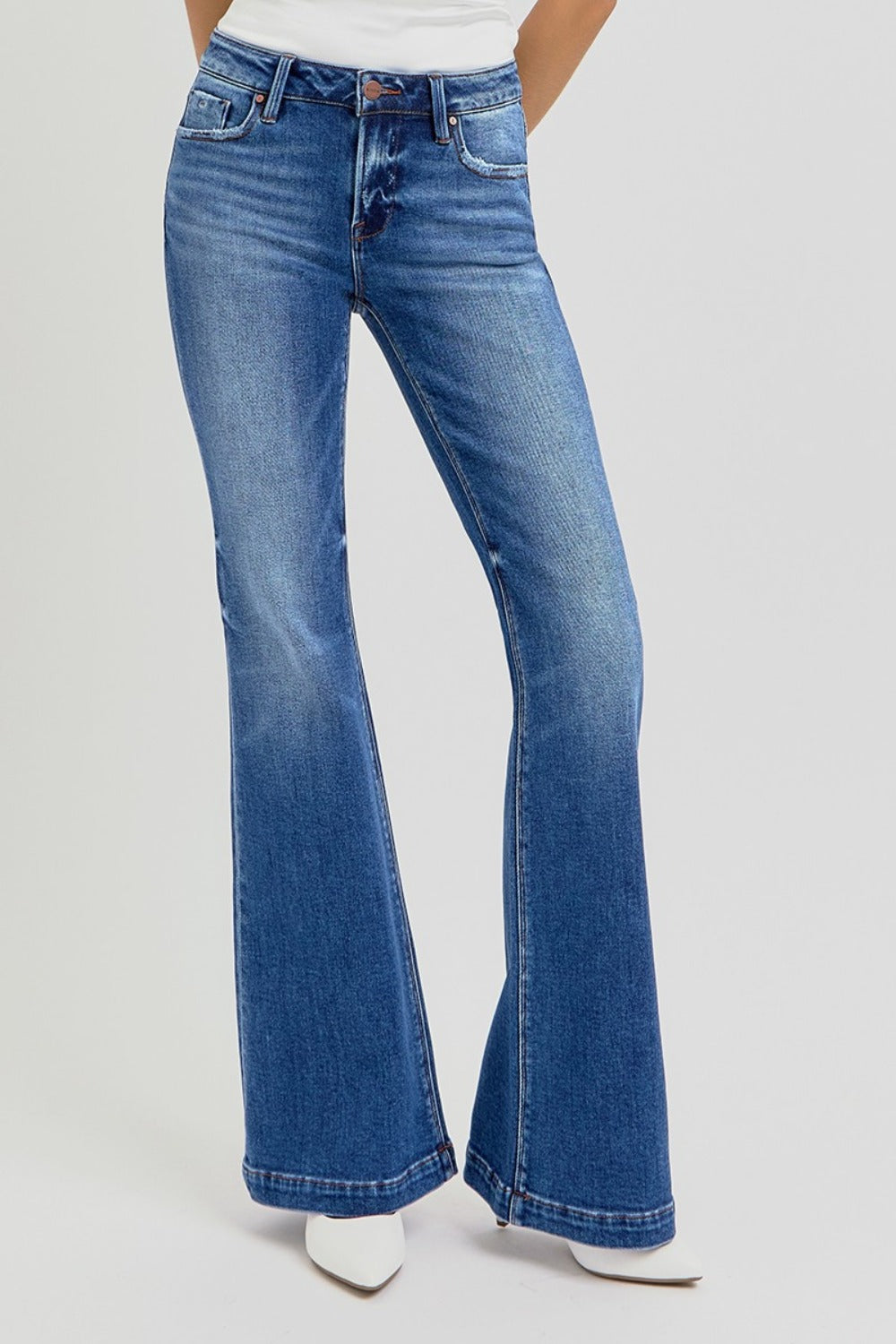 RISEN  Low Rise Flare Jeans with Pockets