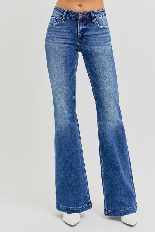 RISEN  Low Rise Flare Jeans with Pockets