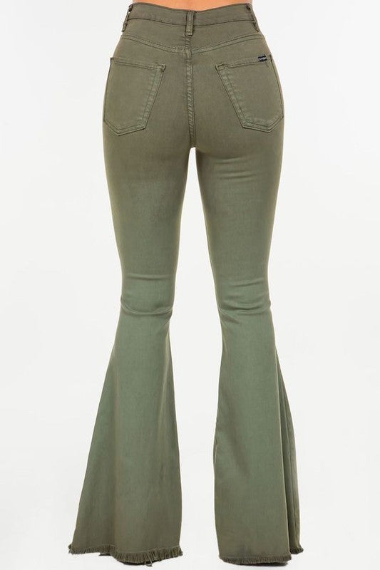 Bell Bottom Jean in Olive